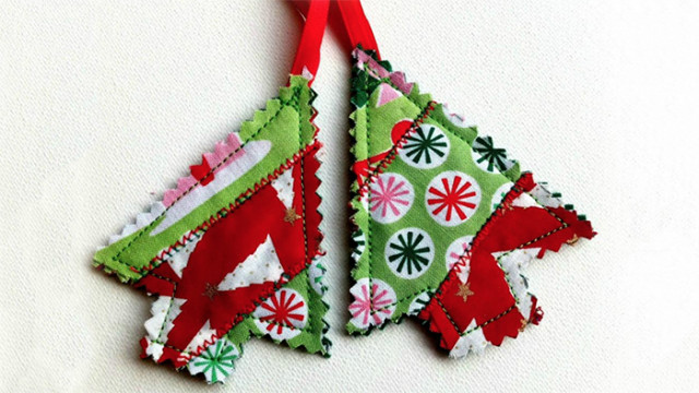 Quilted Tree Ornaments